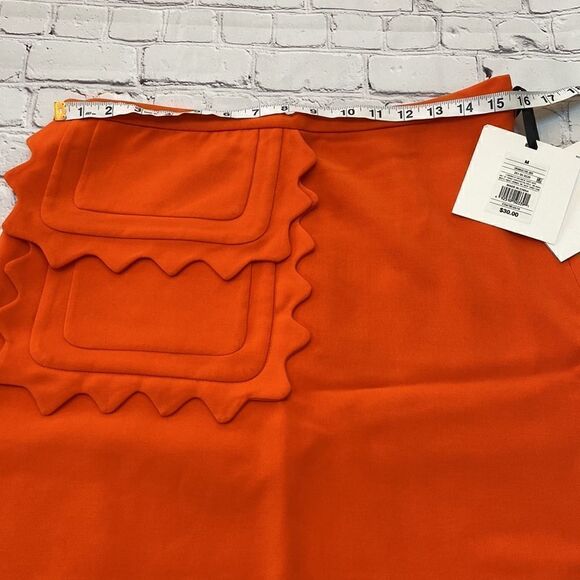 Orange Skirt with Scallop Trim Pocket- Vintage Mid-Century Look - Picture 12 of 13